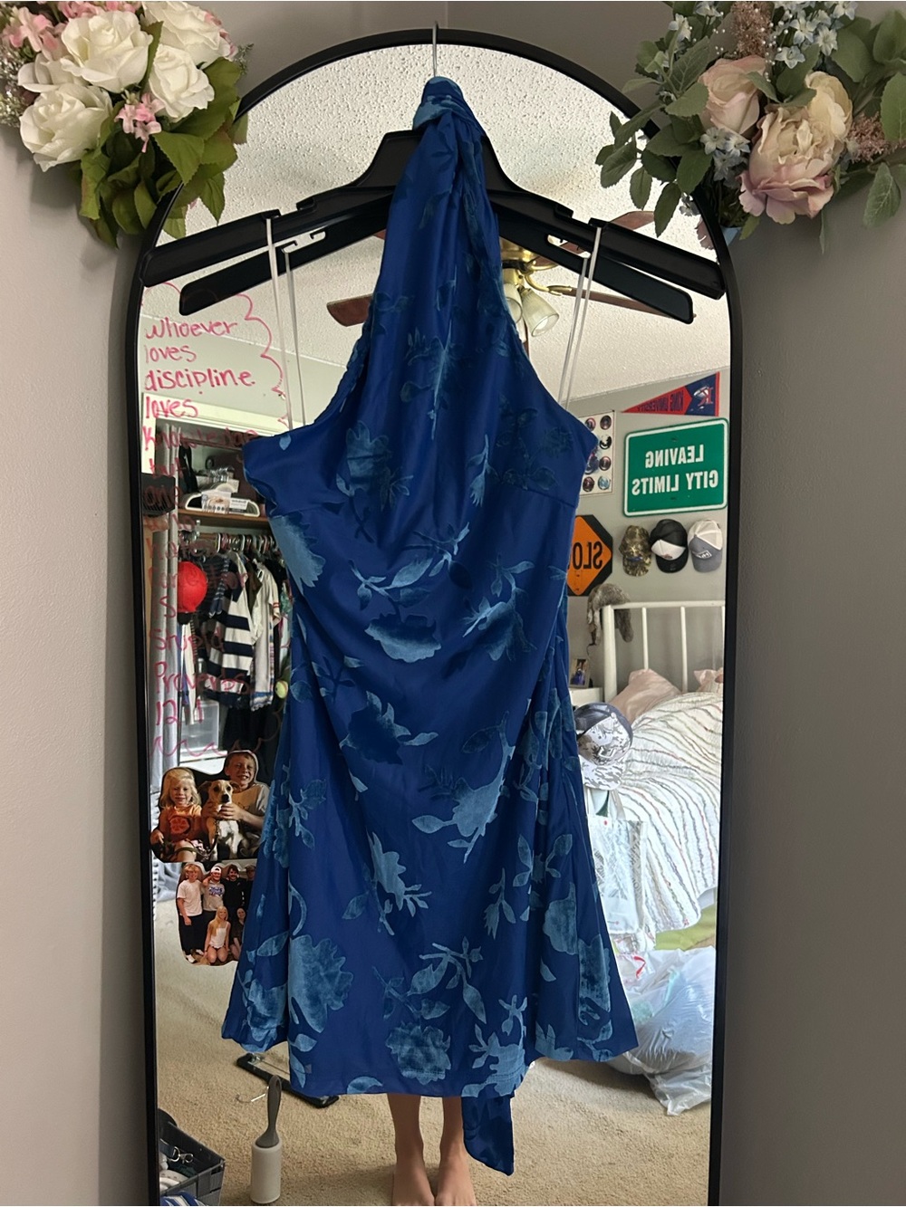 Hello Molly Royal Blue Floral Backless Halter Dress